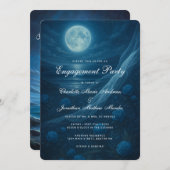 Gothic Blue Beach Moon Skeleton Engagement Party Kaart (Voorkant / Achterkant)
