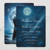 Gothic Blue Beach Moon Skeleton Rehearsal Dinner Kaart (Voorkant / Achterkant)