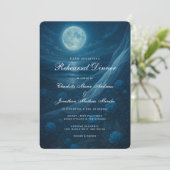Gothic Blue Beach Moon Skeleton Rehearsal Dinner Kaart (Staand voorkant)