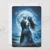 Gothic Blue Beach Moon Skeleton Rehearsal Dinner Kaart (Achterkant)