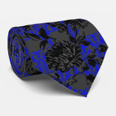 Gothic Blue & Black Floral Elegant Wedding Stropdas (Opgerold)