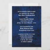 Gothic Blue Damask Silver Heart bruiloft Kaart (Achterkant)