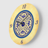 Gothic Blue Element op Faux Parchment Wall Clock Grote Klok (Hoek)