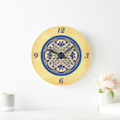 Gothic Blue Element op Faux Parchment Wall Clock Grote Klok (Huis)