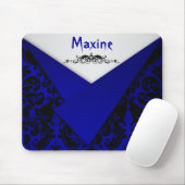 Gothic Blue en Black Damask Mousepad Muismat (Met muis)