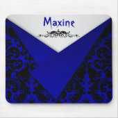 Gothic Blue en Black Damask Mousepad Muismat (Voorkant)