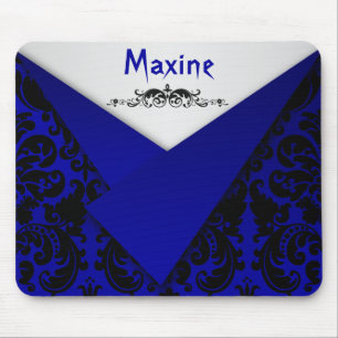 Gothic Blue en Black Damask Mousepad Muismat