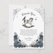 Gothic Blue Floral Rocking Horse Baby shower Bedankkaart (Voorkant)