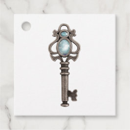  Gothic Blue Gemstone Key Bedankjes Labels