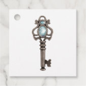 Gothic Blue Gemstone Key Bedankjes Labels (Voorkant)