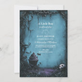 Gothic Blue Halloween Baby shower Kaart (Voorkant)