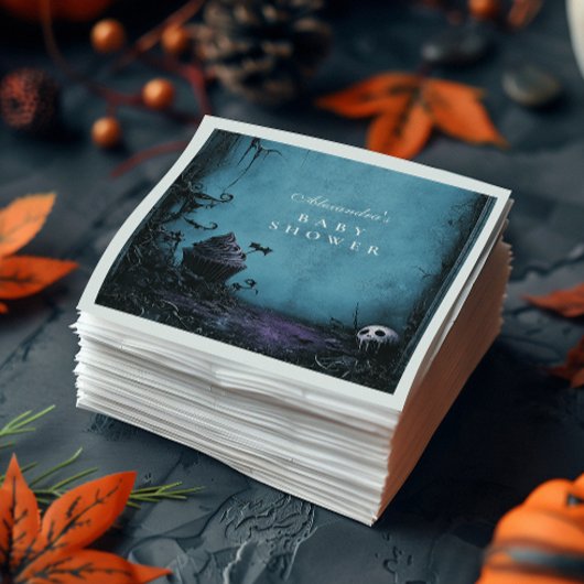 Gothic Blue Halloween Baby shower Servet