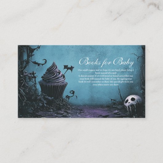 Gothic Blue Halloween Boeken voor Baby Informatiekaartje (Voorkant)