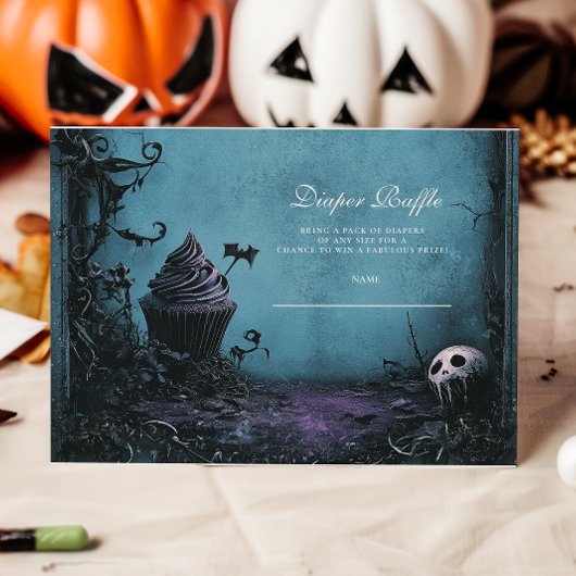 Gothic Blue Halloween Luier Raffe Informatiekaartje