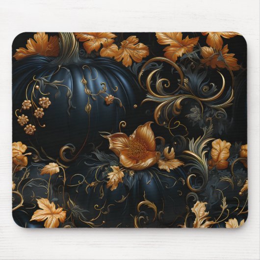GOTHIC BLUE HALLOWEEN POMPOENEN GEEL BLOEMEN MUISMAT (Voorkant)