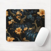 GOTHIC BLUE HALLOWEEN POMPOENEN GEEL BLOEMEN MUISMAT (Met muis)