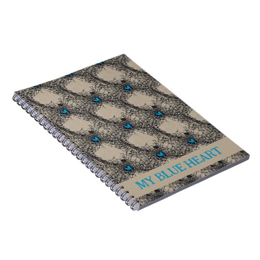 Gothic Blue Heart Butterfly in Spiderweb ephemera Notitieboek (Rechterzijde)