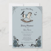 Gothic Blue Rocking Horse Pattern Baby shower Kaart (Voorkant)