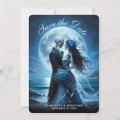 Gothic Blue Skeleton Couple Wedding Save the Date (Voorkant)