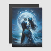 Gothic Blue Skeleton Couple Wedding Save the Date (Voorkant / Achterkant)
