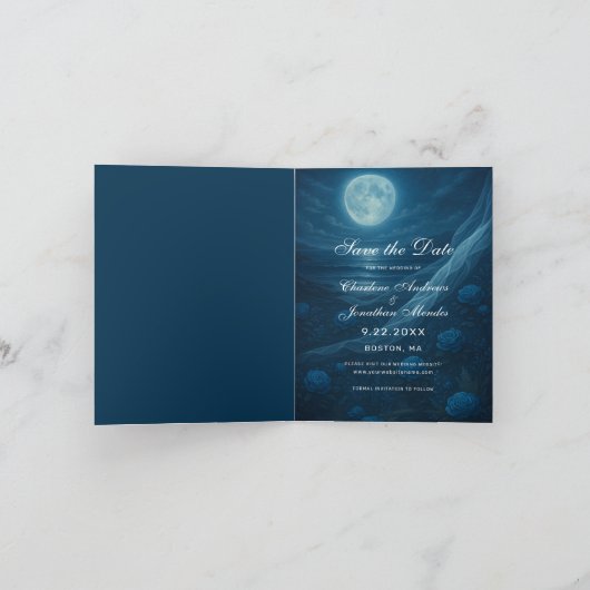 Gothic Blue Skeleton Couple Wedding Save the Date Aankondiging (Binnen)