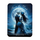Gothic Blue Skeleton Couple Wedding Save the Date Magneet (Verticaal)