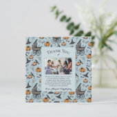 Gothic Blue Victoriaans Baby Carriage Thank You Ca Kaart (Staand voorkant)