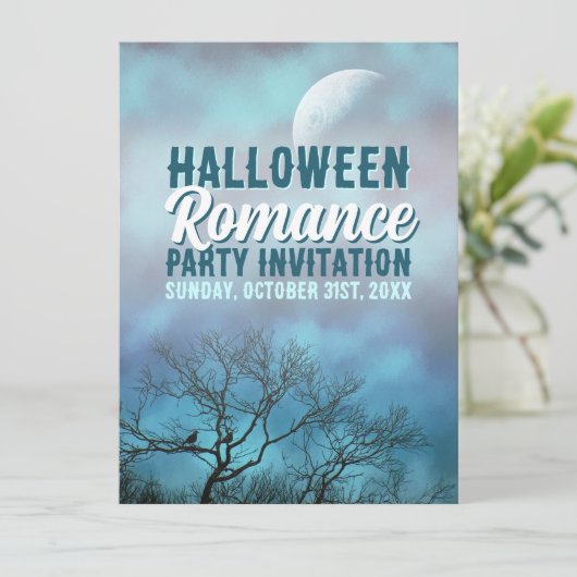 Gothic Blue Volle Maan voor bruiloften en Hallowee Kaart (Staand voorkant)