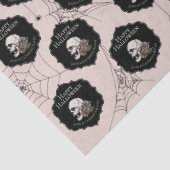 Gothic Blush Roze Bloemen Schedel Halloween Tissuepapier (Detail)