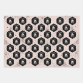 Gothic Blush Roze Schedels en Strepen Halloween Inpakpapier Vel (Voorkant)