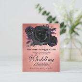  Gothic Blush Zwart Roos QRC Wedding Kaart (Staand voorkant)