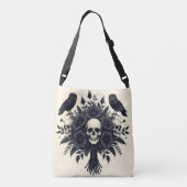 Gothic boeket met drie schedels en twee uilen crossbody tas (Achterkant)