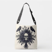 Gothic boeket met drie schedels en twee uilen crossbody tas (Voorkant)