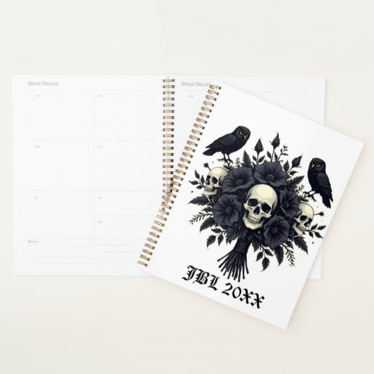 Gothic boeket met drie schedels en twee uilen planner (Display)
