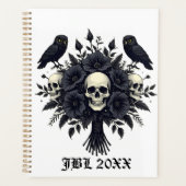 Gothic boeket met drie schedels en twee uilen planner (Voorkant)