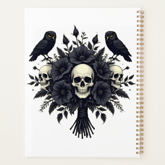 Gothic boeket met drie schedels en twee uilen planner (Achterkant)