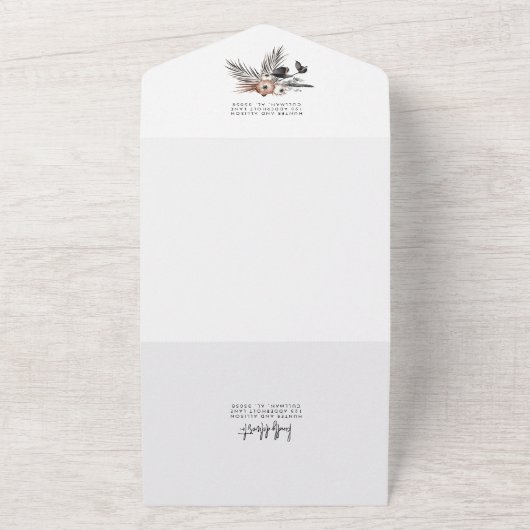 Gothic Boho All in One Wedding Invite Uitnodiging (Buitenkant)