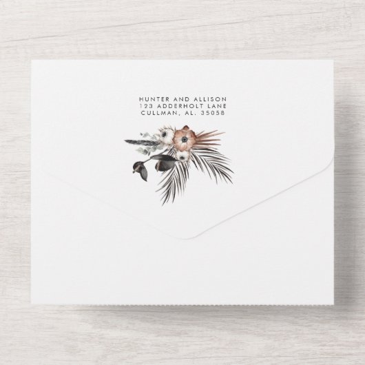 Gothic Boho All in One Wedding Invite Uitnodiging (Achterkant)