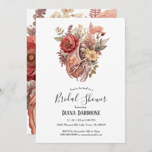 Gothic Boho Anatomisch Hart Vrijgezellenfeest Kaart (Voorkant / Achterkant)