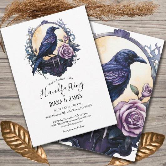 Gothic Boho Bloemenraaf & Roos Handfasten Kaart