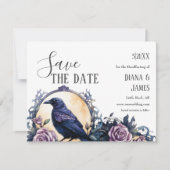 Gothic Boho Bloemenraaf & Roos Handfasten Save The Date (Voorkant)