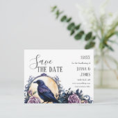 Gothic Boho Bloemenraaf & Roos Handfasten Save The Date (Staand voorkant)