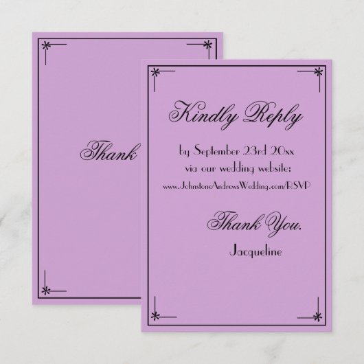 gothic boho chic bruiloft website RSVP Informatiekaartje (Voorkant / Achterkant)