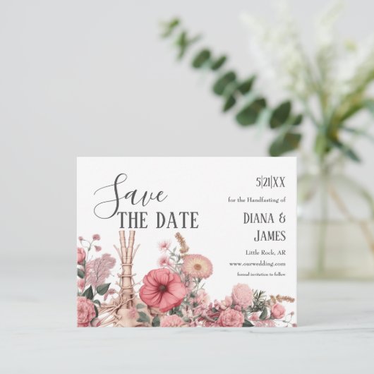 Gothic Boho Floral Anatomy Rib Cage Save The Date (Staand voorkant)