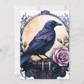 Gothic Boho Floral Raven & Roos bruiloft Kaart (Achterkant)
