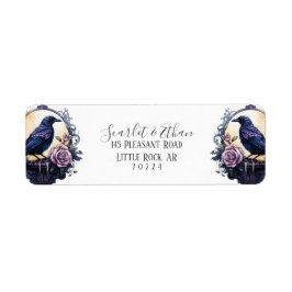 Gothic Boho Floral Raven & Roos Bruiloft Retour Etiket