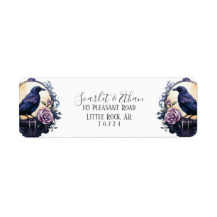 Gothic Boho Floral Raven & Roos Bruiloft Retour Etiket