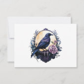 Gothic Boho Floral Raven & Roos bruiloft RSVP Kaartje (Achterkant)