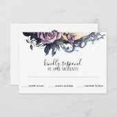 Gothic Boho Floral Raven & Roos bruiloft RSVP Kaartje (Voorkant / Achterkant)