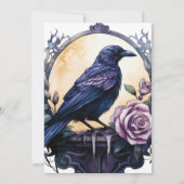 Gothic Boho Floral Raven & Roos Vrijgezellenfeest Kaart (Achterkant)